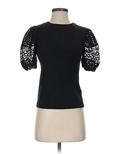 Pre-owned Ellen Tracy Short Sleeve Top Black Sweetheart Neckline Tops