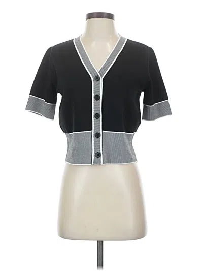 Pre-owned Ellen Tracy Short Sleeve Top Black Sweetheart Neckline Tops