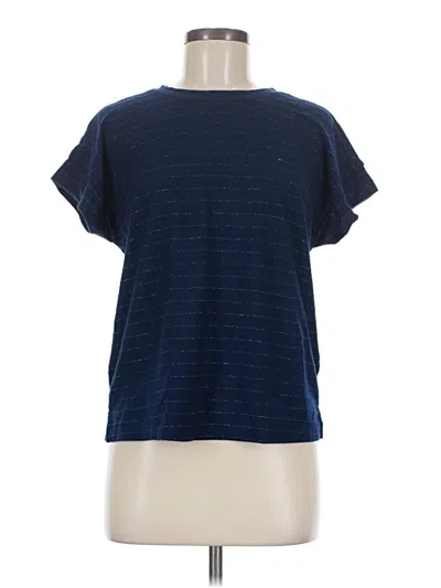 Pre-owned Ellen Tracy Short Sleeve Top Blue Crew Neck Tops