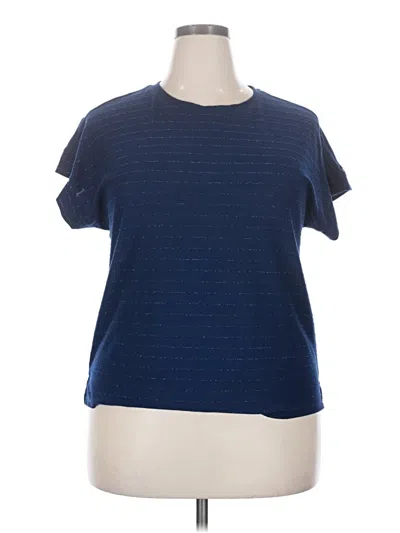 Pre-owned Ellen Tracy Short Sleeve Top Blue Crew Neck Tops