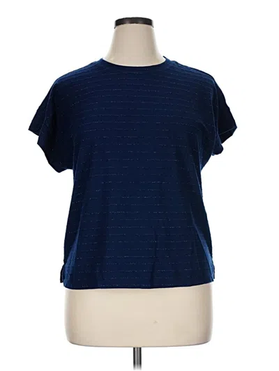 Pre-owned Ellen Tracy Short Sleeve Top Blue Crew Neck Tops