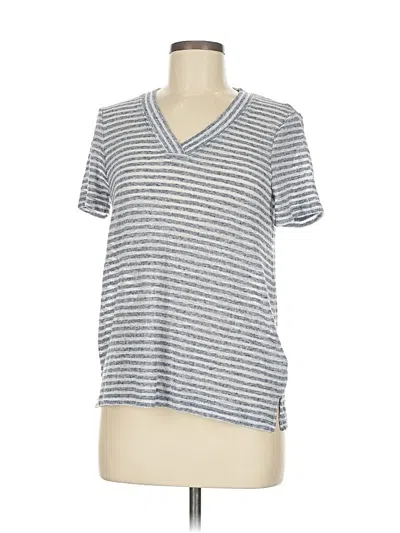 Pre-owned Ellen Tracy Short Sleeve Top Gray V Neck Tops