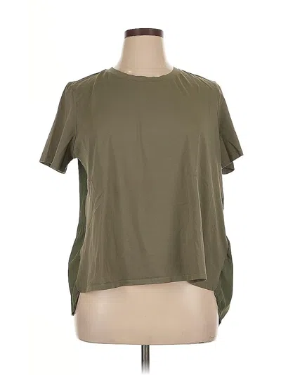 Pre-owned Ellen Tracy Short Sleeve Top Green Crew Neck Tops