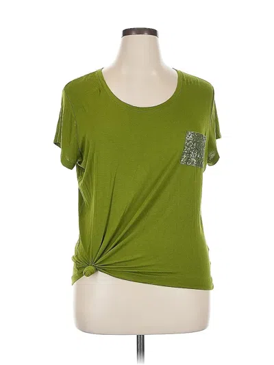 Pre-owned Ellen Tracy Short Sleeve Top Green Scoop Neck Tops