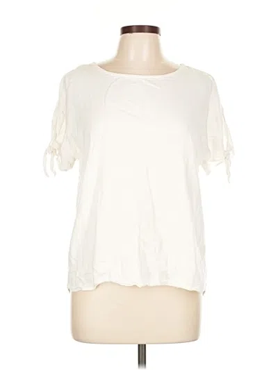 Pre-owned Ellen Tracy Short Sleeve Top Ivory Crew Neck Tops In White