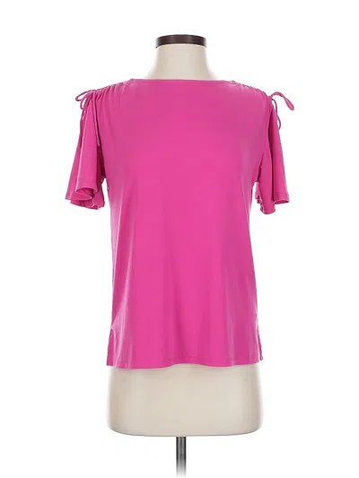 Pre-owned Ellen Tracy Short Sleeve Top Pink Cold Shoulder Neckline Tops