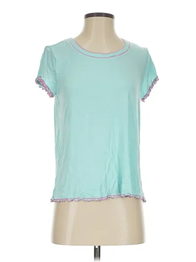 Pre-owned Ellen Tracy Short Sleeve Top Teal Crew Neck Tops In Blue