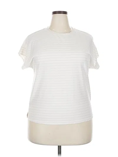 Pre-owned Ellen Tracy Short Sleeve Top White Mock Neckline Tops