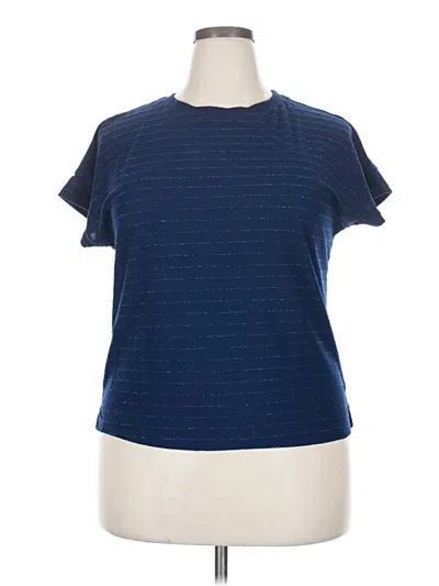 Pre-owned Ellen Tracy Short Sleeve T-shirt In Blue