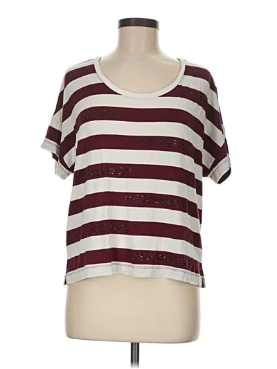 Pre-owned Ellen Tracy Short Sleeve T-shirt In Burgundy