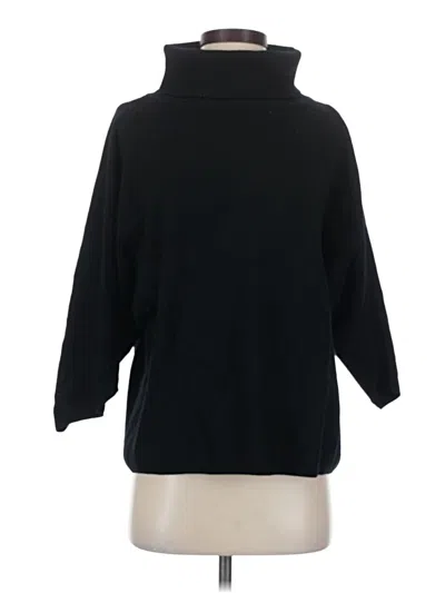 Pre-owned Ellen Tracy Short Sleeve Turtleneck In Black