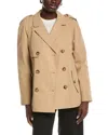 Ellen Tracy Short Trench Coat In Brown
