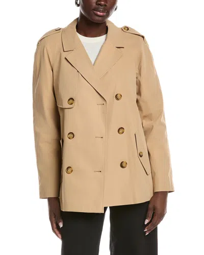 Ellen Tracy Short Trench Coat In Gold