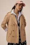 Ellen Tracy Short Trench Coat Jacket In Beige