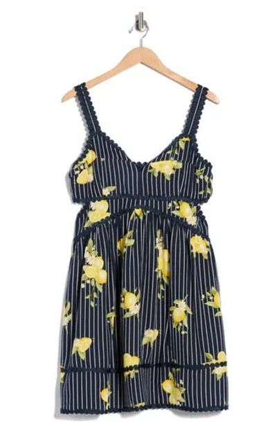 Ellen Tracy Linen-blend Side Cutout Dress In Blue