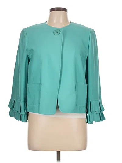 Pre-owned Ellen Tracy Silk Blazer Jacket In Blue