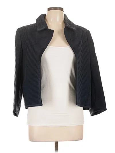 Pre-owned Ellen Tracy Silk Blazer Jacket In Gray