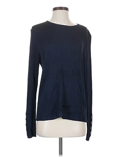Pre-owned Ellen Tracy Silk Pullover Sweater In Blue