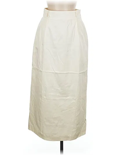 Pre-owned Ellen Tracy Silk Skirt In White