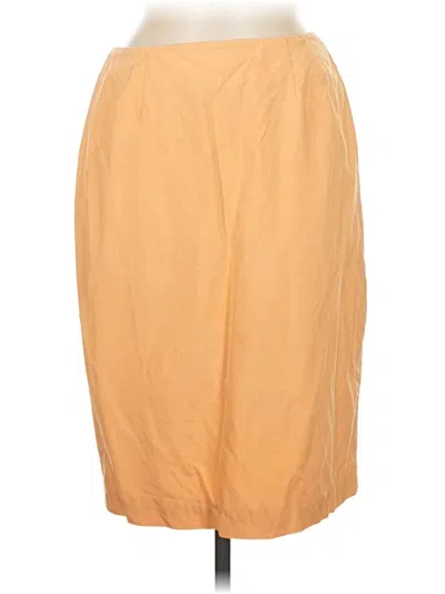 Pre-owned Ellen Tracy Silk Skirt In Yellow