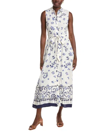 Ellen Tracy Sleeveless Belted Challis Dress In Blue