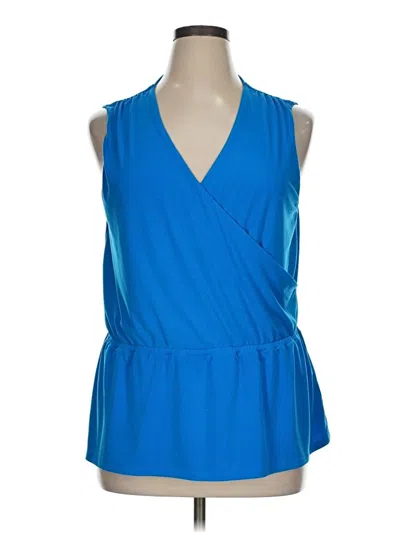 Pre-owned Ellen Tracy Sleeveless Blouse In Blue