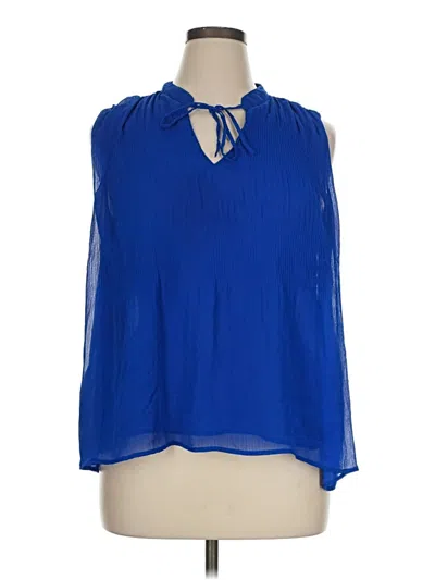 Pre-owned Ellen Tracy Sleeveless Blouse In Blue
