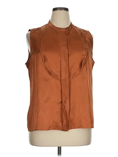Pre-owned Ellen Tracy Sleeveless Blouse In Brown