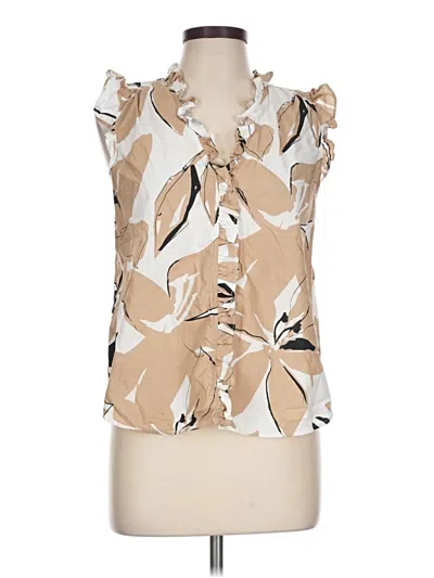 Pre-owned Ellen Tracy Sleeveless Blouse In Tan