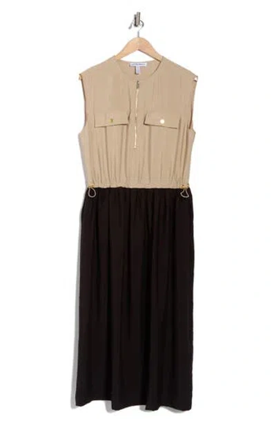 Ellen Tracy Sleeveless Crinkle Dress In Burgundy