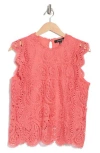 Ellen Tracy Sleeveless Lace Top In Pink