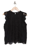 Ellen Tracy Sleeveless Lace Top In Black