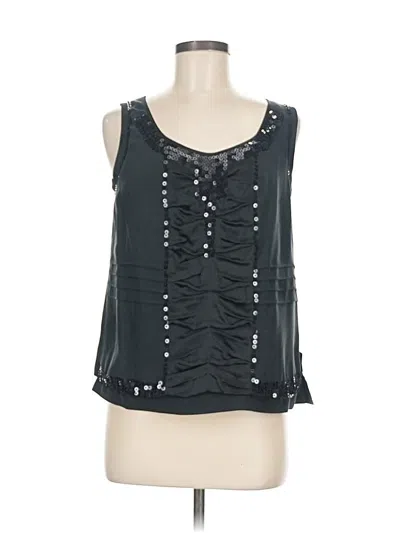 Pre-owned Ellen Tracy Sleeveless Silk Top Black Sweetheart Neckline Tops