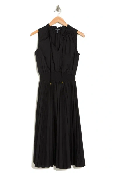 Ellen Tracy Sleeveless Smocked Waist Dress In Black