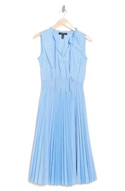 Ellen Tracy Sleeveless Smocked Waist Dress In French Blue