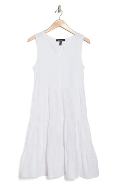Ellen Tracy Sleeveless Tiered Dress In White