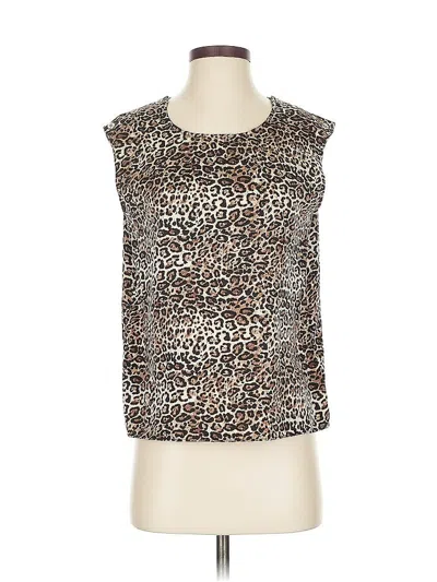 Pre-owned Ellen Tracy Sleeveless Top Brown Cowl Neck Tops