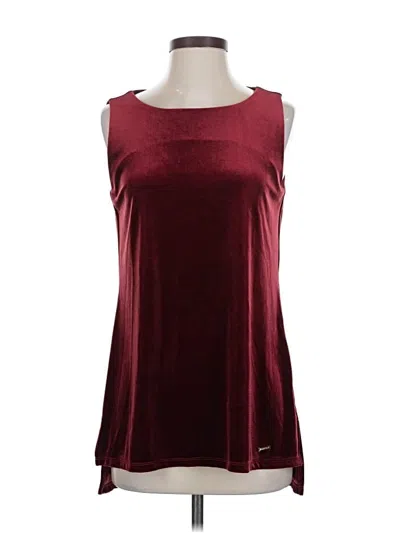Pre-owned Ellen Tracy Sleeveless Top Burgundy Scoop Neck Tops