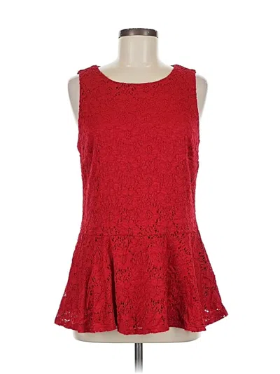 Pre-owned Ellen Tracy Sleeveless Top Red Boatneck Tops