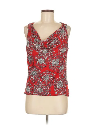 Pre-owned Ellen Tracy Sleeveless Top Red Halter Neckline Tops