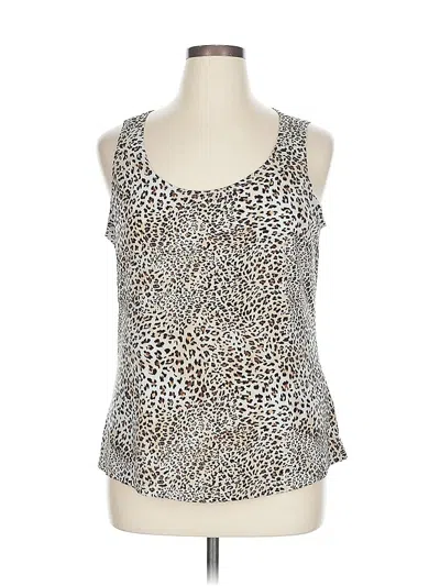 Pre-owned Ellen Tracy Sleeveless Top Silver Scoop Neck Tops