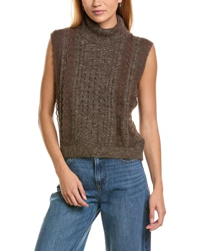Ellen Tracy Sleeveless Turtle Neck Sweater In Brown