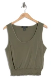 Ellen Tracy Smocked Tank In Green