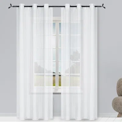 Ellen Tracy Spectrum Solid Semi-sheer Grommet Curtain Panels In White