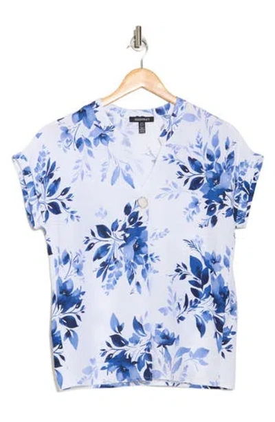 Ellen Tracy Split Neck Drop Sleeve Top