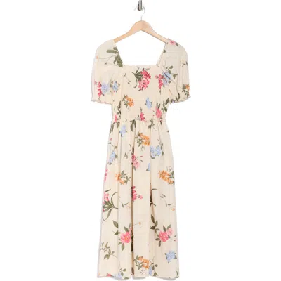 Ellen Tracy Square Neck Poplin Midi Dress In White