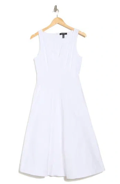 Ellen Tracy Stretch Cotton Fit & Flare Dress In White