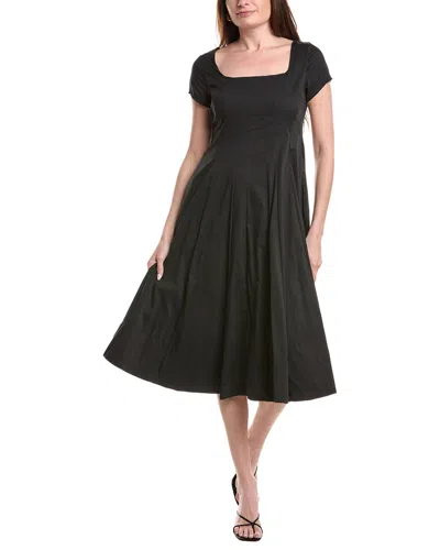 Ellen Tracy Stretch Poplin Cap Sleeve Paneled Dress In Black