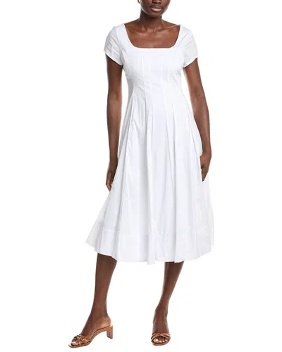 Ellen Tracy Stretch Poplin Cap Sleeve Paneled Dress In White