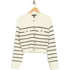 Ellen Tracy Stripe Collared Crop Cardigan In Multi